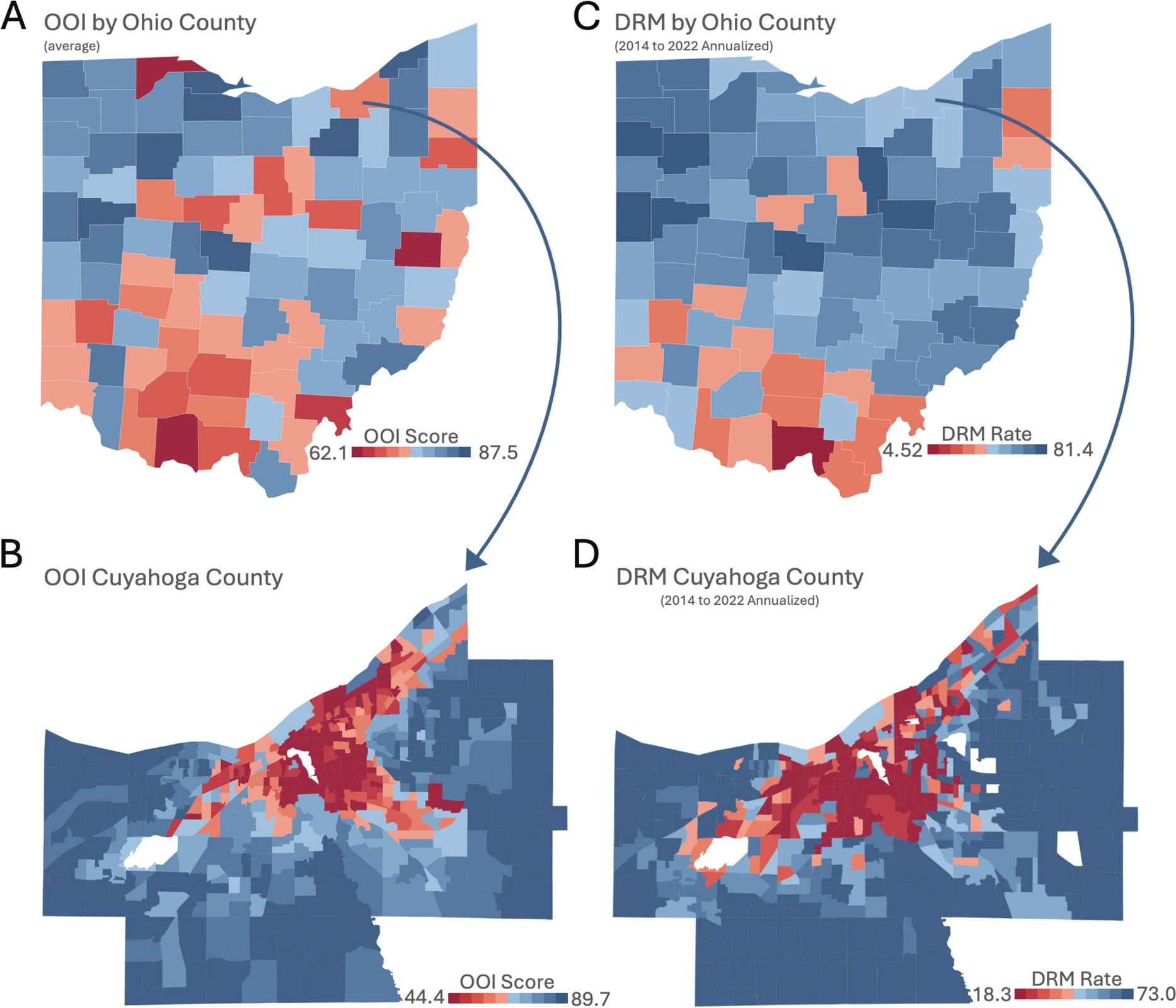 Drug Overdose Death among Residents of Urban Census Tracts: How Granular Geographical Analyses Uncover Socioenvironmental Correlates in Cuyahoga County, Ohio