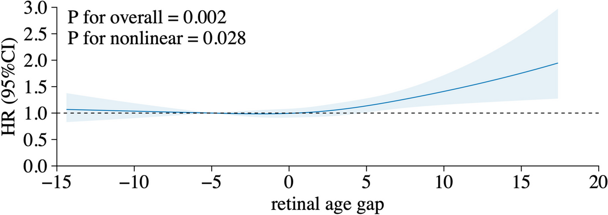 Accelerated retinal ageing and multimorbidity in middle-aged and older adults