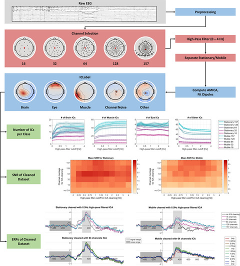 Identifying key factors for improving ICA‐based decomposition of EEG data in mobile and stationary experiments