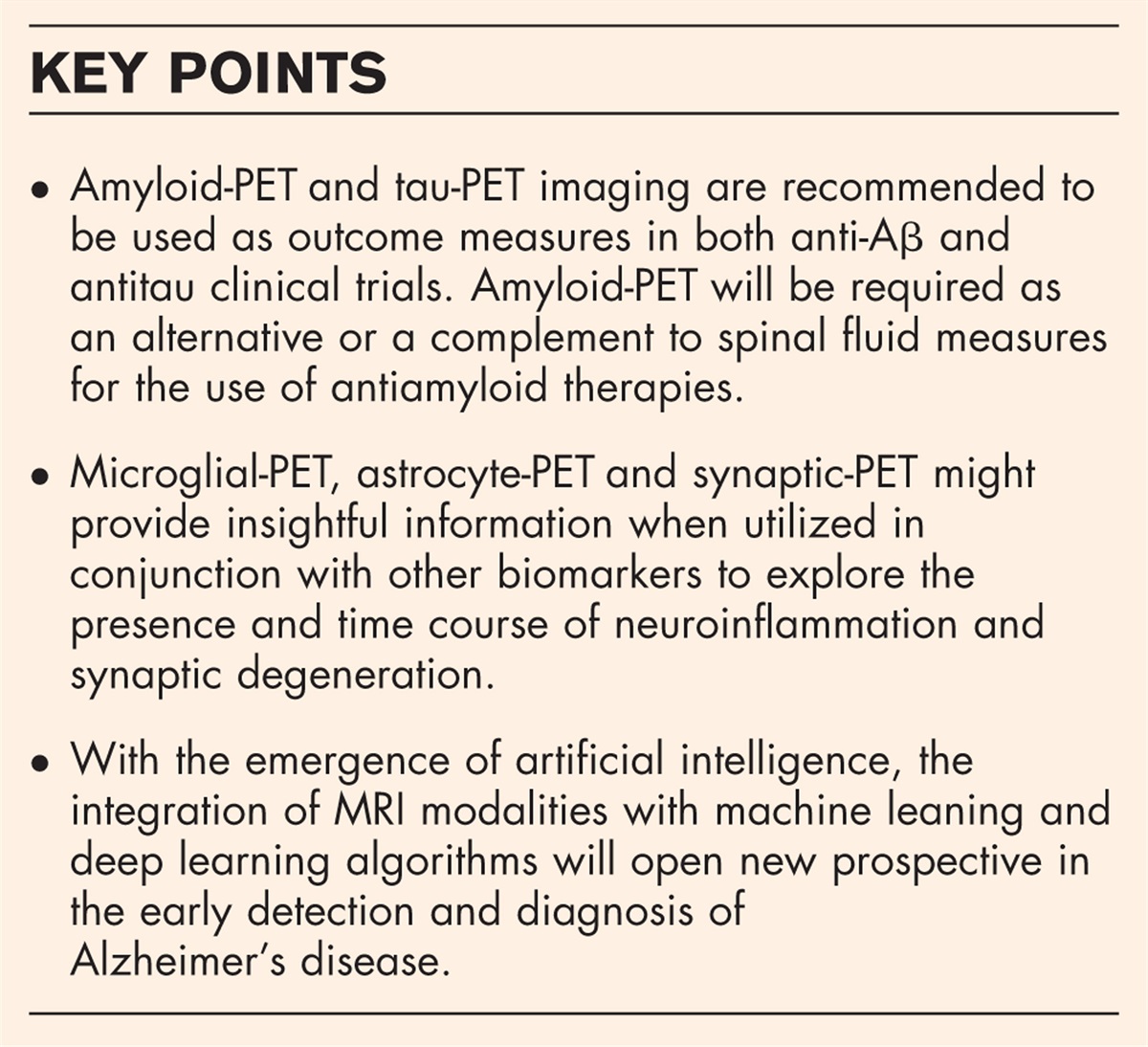 Advanced brain imaging for the diagnosis of Alzheimer disease